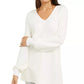 Alfani Women's Ribbed Knit Tunic Sweater White Size Petite Small