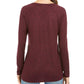 Style & Co Women's Marled Knit V Neck Top Wine Size Large