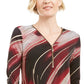 JM Collection Women's Printed Zip Neck Top Black Size Petite Small