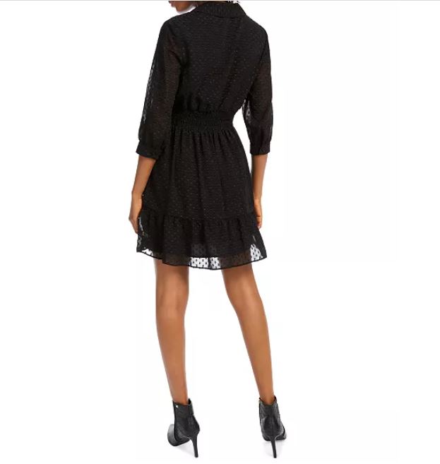 Maison Jules Women's Polka Dot Dress Black Size Medium