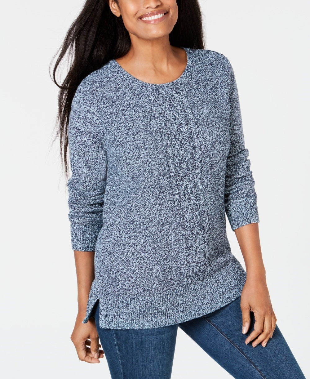 Karen Scott Women's Cable Knit Panel Sweater Blue Size XX-Large