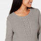Karen Scott Women's Cable Knit Panel Sweater Grey Size XX-Large