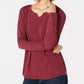 Style & Co Women's Split Neck Cotton Thermal Top Purple Size X-Small