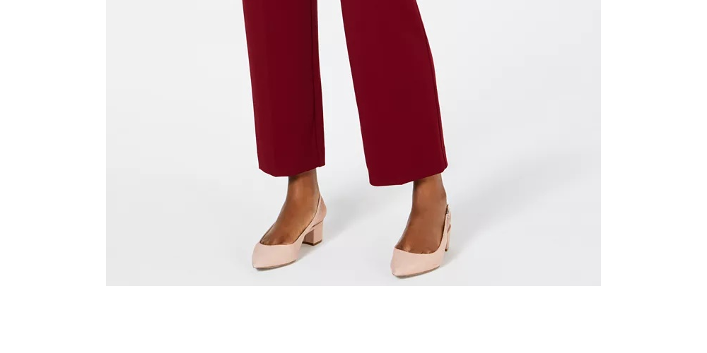 JM Collection Women's Petite Curvy-Fit Stud-Trim Pants Red Size 4 P