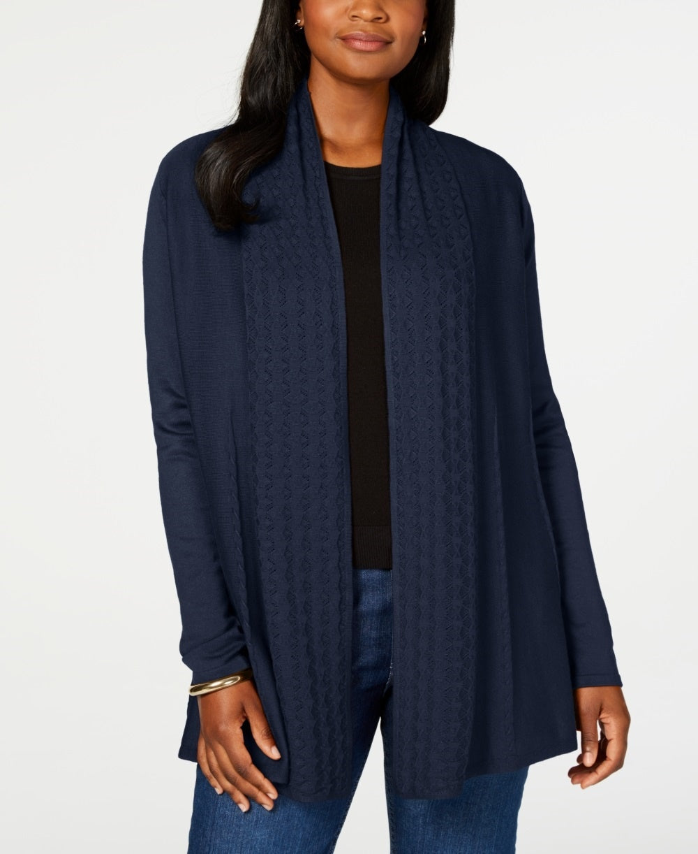 Karen Scott Women's Open Front Cardigan Blue Size Small