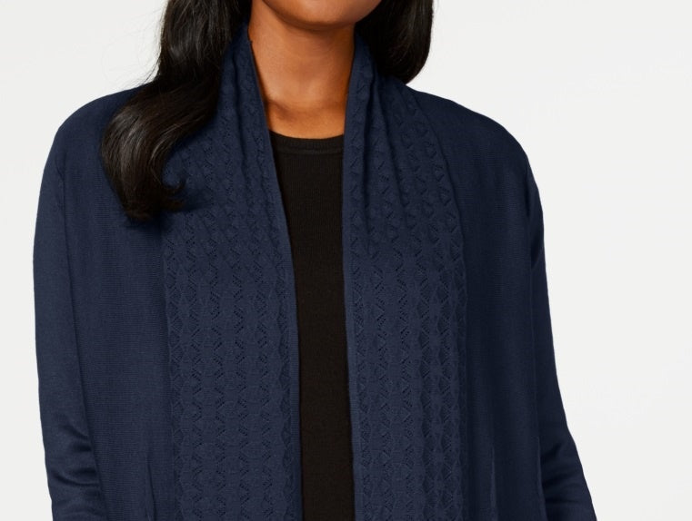 Karen Scott Women's Open Front Cardigan Blue Size Small