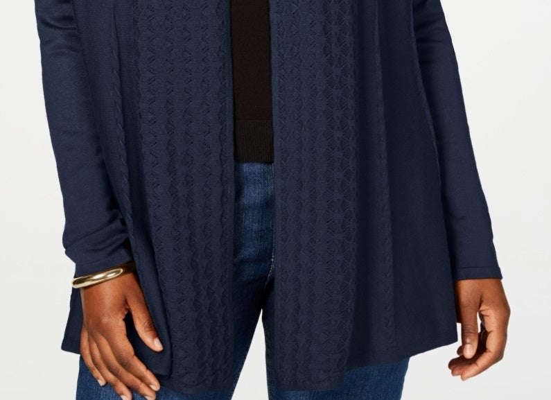 Karen Scott Women's Open Front Cardigan Blue Size Small