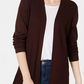 Karen Scott Women's Cotton Long Open Front Cardigan Beige Size Small