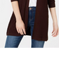 Karen Scott Women's Cotton Long Open Front Cardigan Beige Size Small