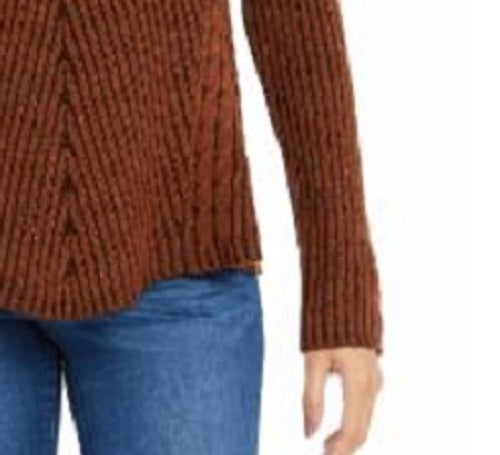 Style & Company Women's Textured  Knitted Printed Long Sleeve Jewel Neck T-Shirt Sweater Khaki Size Medium