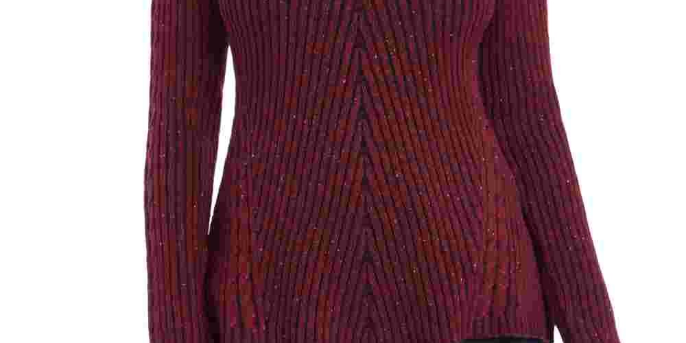 Style & Co Women's Textured Speckle Long Sleeve Jewel Neck T-Shirt Sweater Red Size Petite Petite