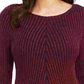 Style & Co Women's Textured Speckle Long Sleeve Jewel Neck T-Shirt Sweater Red Size Petite Petite