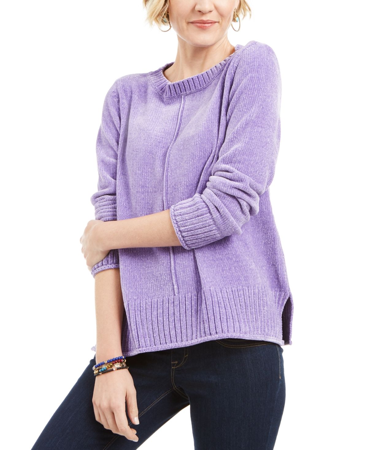 Style & Co Women's Petite Chenille Sweater Purple Size Petite