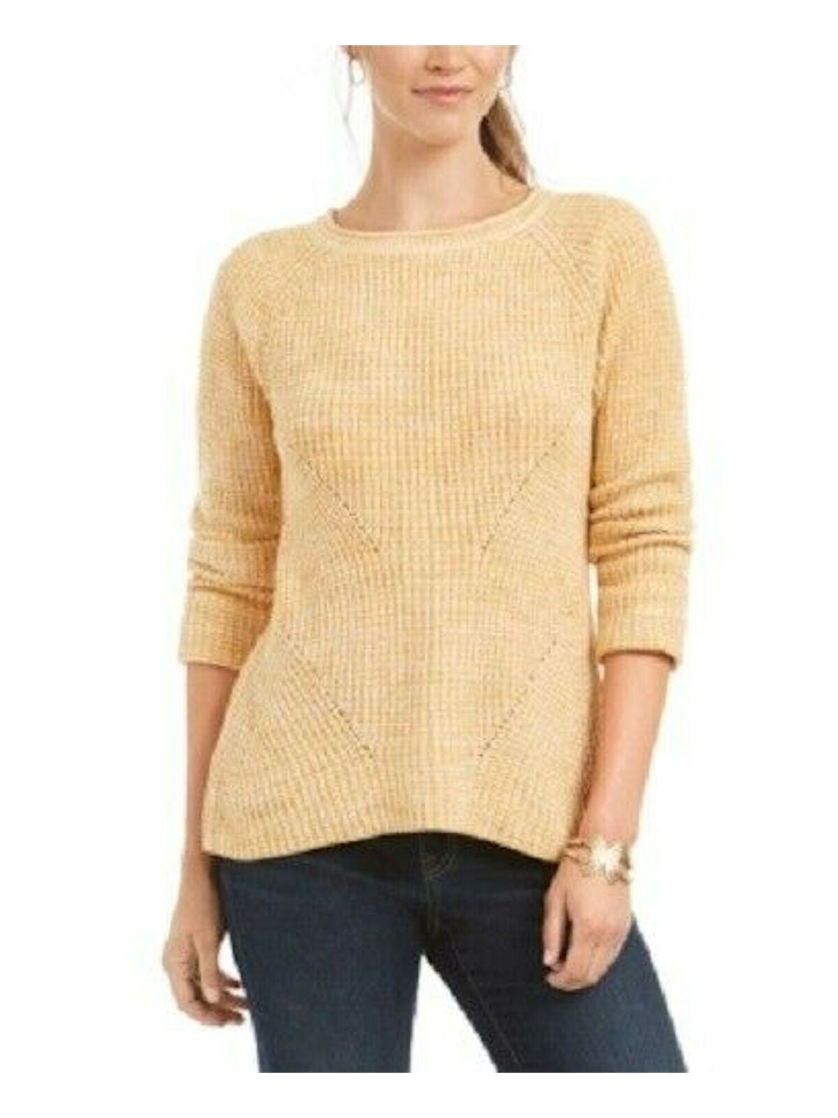 Style & Co Women's Crewneck Marled Sweater Gold Size XX-Large