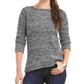 Style & Company Women's Textured Heather Long Sleeve Jewel Neck Sweater Black Size Petite Medium