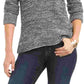 Style & Company Women's Textured Heather Long Sleeve Jewel Neck Sweater Black Size Petite Medium