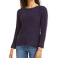 Style & Co Women's Textured Long Sleeve Jewel Neck Sweater Purple Size Petite X-Large