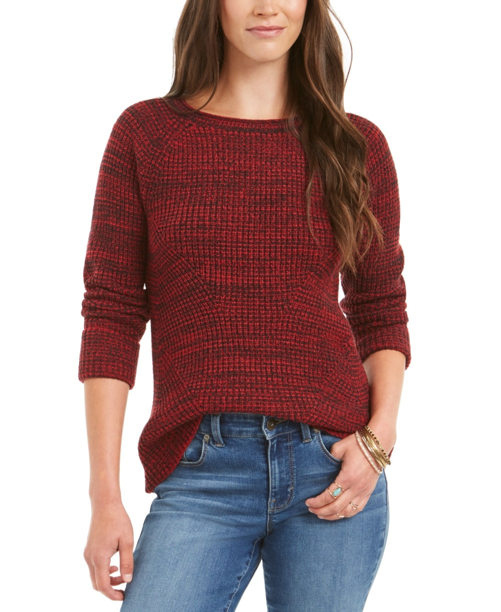 Style & Co Women's Marled Knit Sweater Red Size Petite Large