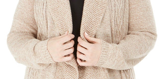 Karen Scott Women's Plus Cable Knit Cardigan Sweater Brown Size 2X