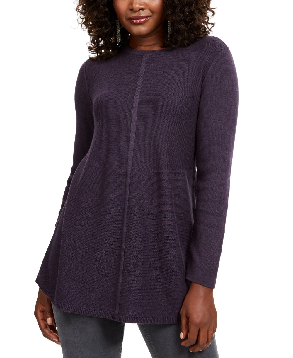 Style & Co Women's Knit Mixed Stitch Tunic  Purple Size Small
