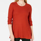 Style & Co Women's Petite Pleated High-Low Sweater Dark Orange Size X-Large