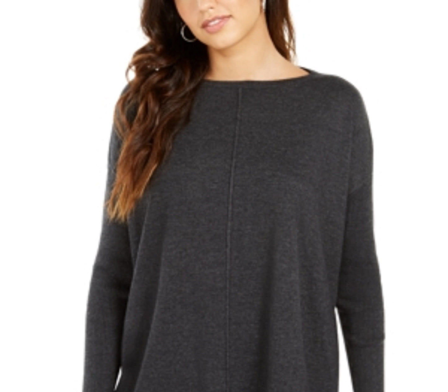 Style & Co Women's Seam-Front Tunic Sweater  Dark Gray Size Extra Small