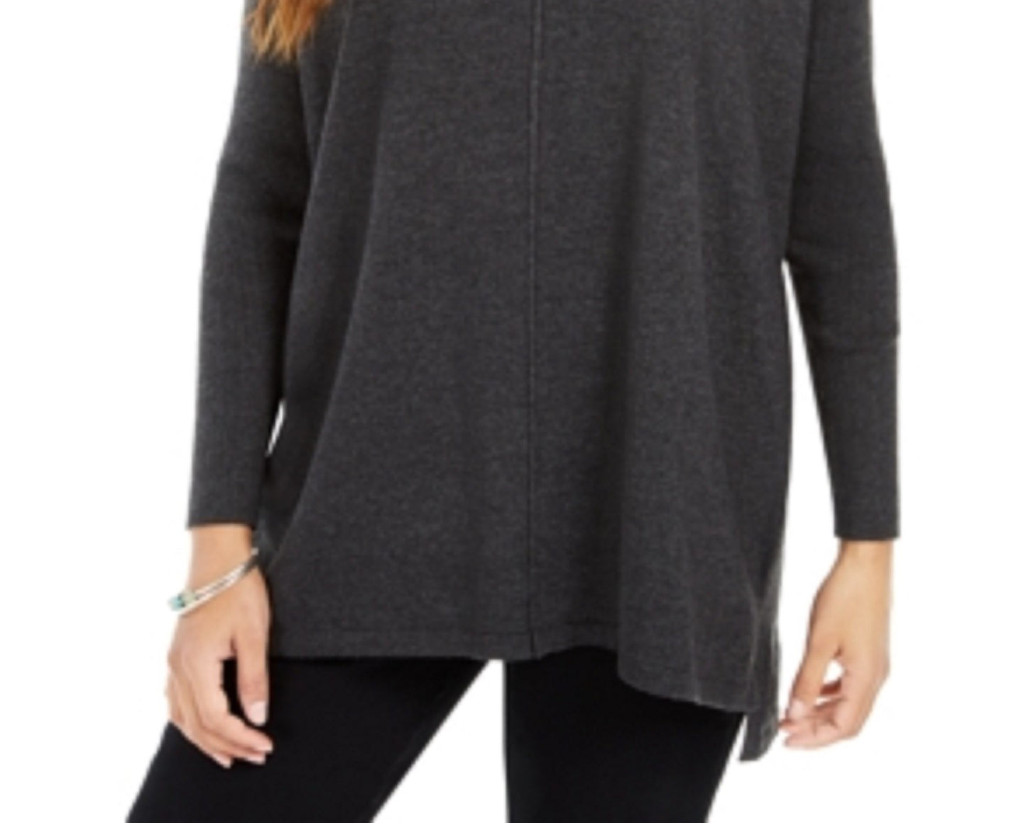 Style & Co Women's Seam-Front Tunic Sweater  Dark Gray Size Extra Small