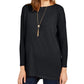 Style & Co Women's Petite Seam-Front Tunic Sweater Black Size Petite Large