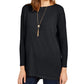 Style & Co Women's Seam Front Tunic Sweater Black Size Petite Medium