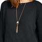 Style & Co Women's Seam Front Tunic Sweater Black Size Petite Medium