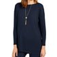 Style & Co Women's Seam Front Tunic Sweater Navy Size Petite Medium