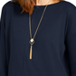 Style & Co Women's Seam Front Tunic Sweater Navy Size Petite Medium