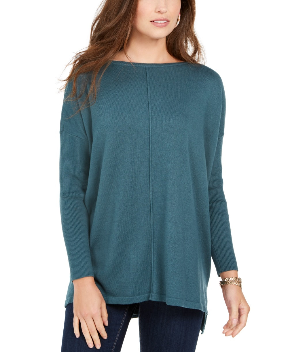 Style & Co Women's Seam Front Tunic Sweater Green Size Petite Small