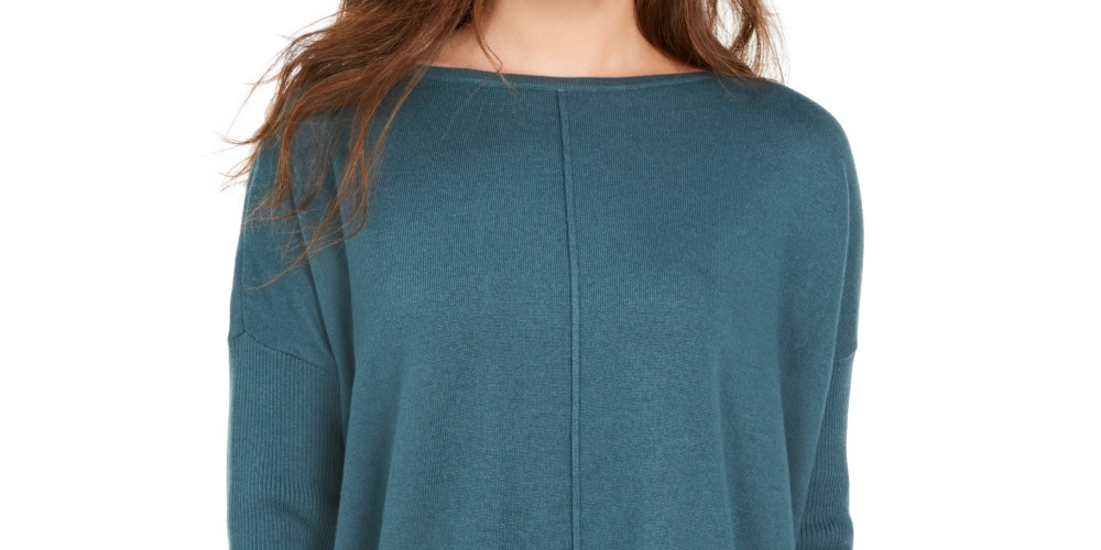 Style & Co Women's Petite Seam-Front Tunic Sweater Green Size Petite X-Large