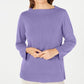 Karen Scott Women's Bateau Neck Long Sleeve Sweater Purple Size Small