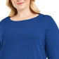 Karen Scott Women's Plus Size Ballet Neckline Sweater Navy Size 0X