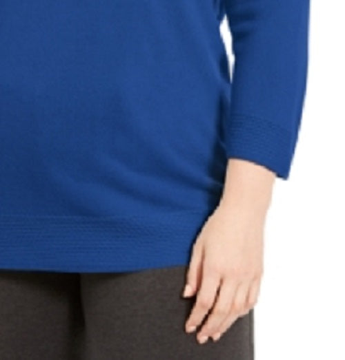 Karen Scott Women's Plus Size Ballet Neckline Sweater Navy Size 0X