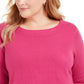 Karen Scott Women's Plus Ballet Neckline Sweater Pink Size 3X