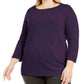 Karen Scott Women's Plus Size Ballet Neckline Sweater Purple Size 1X