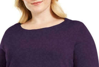 Karen Scott Women's Plus Size Ballet Neckline Sweater Purple Size 1X