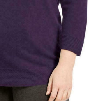 Karen Scott Women's Plus Size Ballet Neckline Sweater Purple Size 1X