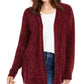 Karen Scott Women's Chenille Open Front Cardigan Red Size Medium