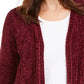 Karen Scott Women's Chenille Open Front Cardigan Red Size Medium