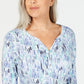 Karen Scott Women's Petite Watercolor-Print Henley Top Dark Blue Size Small