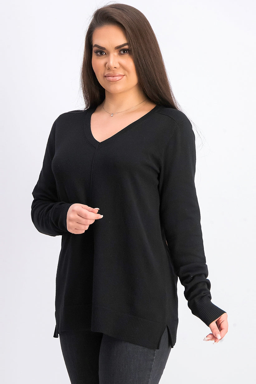 Karen Scott Women's V-Neck Pullover Sweater Black Size Small
