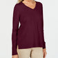 Karen Scott Women's V Neck Pullover Sweater Red Size Medium