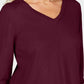 Karen Scott Women's V Neck Pullover Sweater Red Size Medium