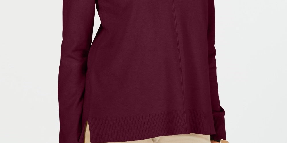 Karen Scott Women's V Neck Pullover Sweater Red Size Medium