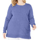 Karen Scott Women's Scoop Neck Seamed Sweater  Blue Size 1X