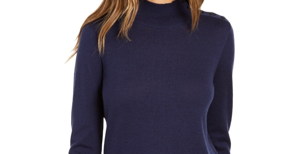 Charter Club Women's Merino Wool Turtleneck Blue Size X-Large